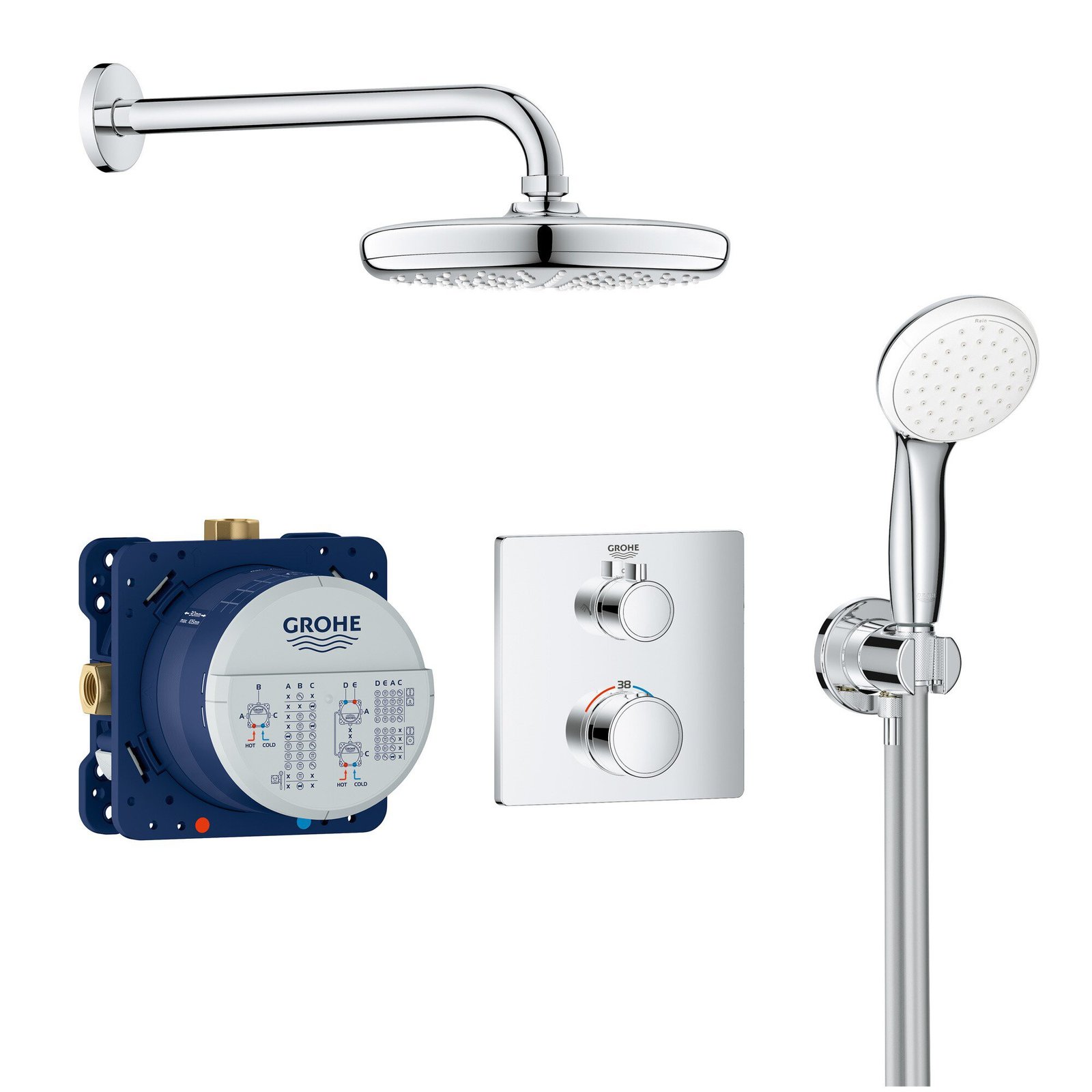 Grohe 34729000 Bundle Grohtherm Square thm emp conducha mural 210 y set teleducha