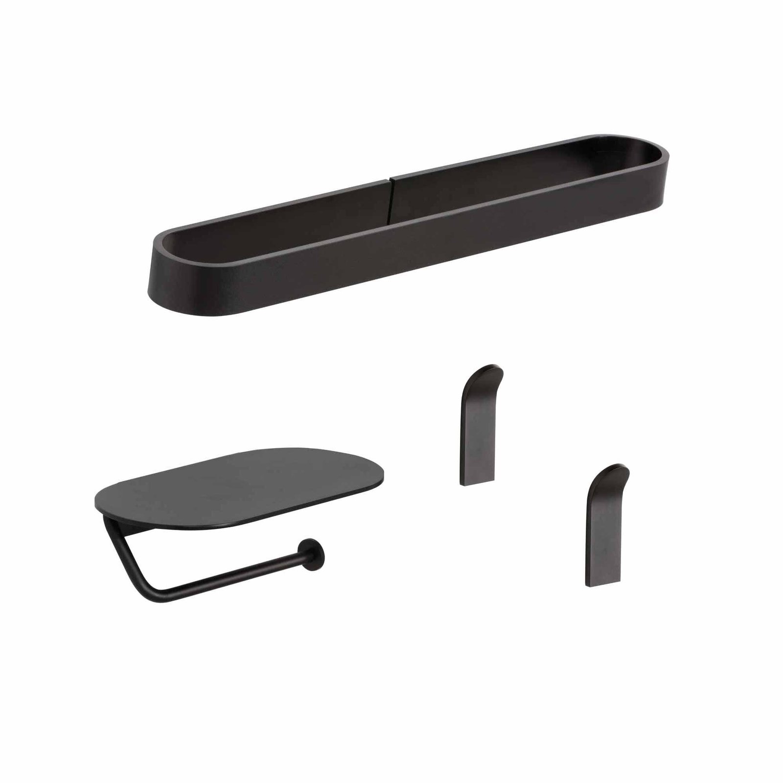 Pack 4 piezas Baho Loops Negro (2 ud.perchas + portarollos + toallero)