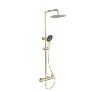 Equipo de ducha Baho Plano monomando oro cepillado
