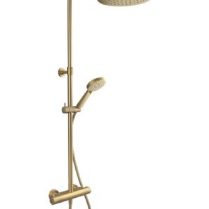 Equipo de ducha Baho RONDO termostático oro cepillado
