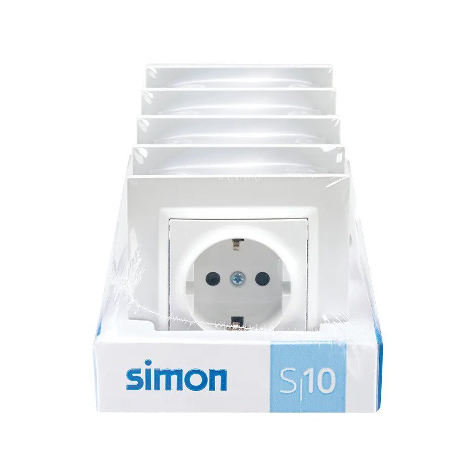 Pz.Simon Pack 5 enchufes S10 Blanco
