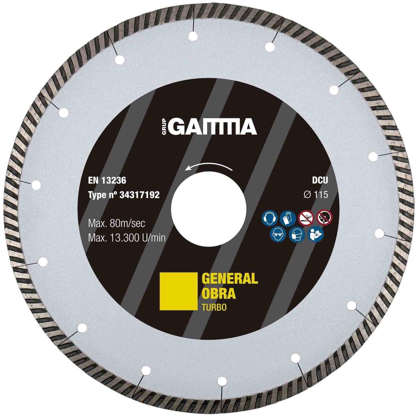 Pz. Gamma disco general obra turbo 115x2x22.2