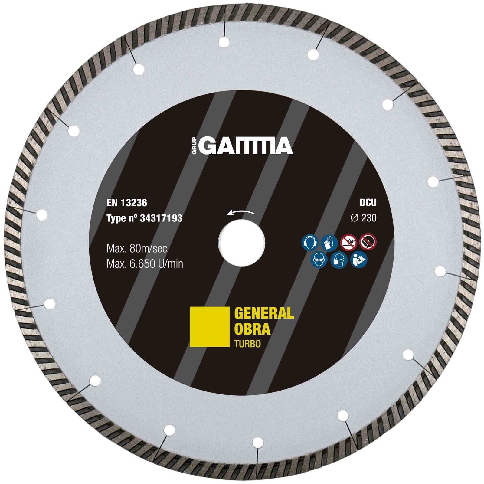 Pz. Gamma disco general obra turbo 230x2.6x22.2