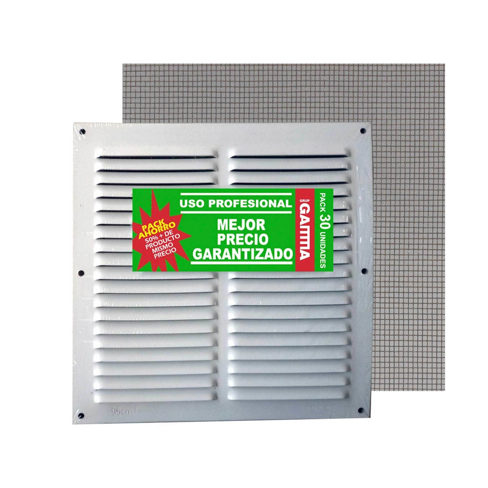Pack 30 uds. rejilla Fepre 20x20 0.6 blanca con mosquitera