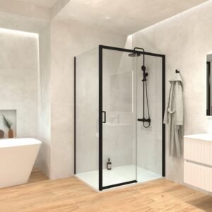 Mampara Baho Orizon Negro Mate 116-120cm