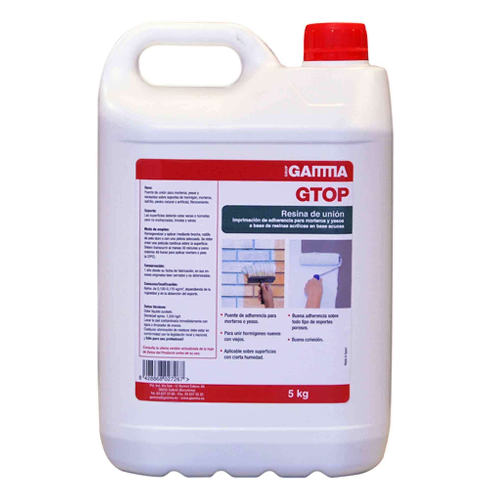 Garrafa Gamma GTOP resina de unión para morteros y yesos 5kg.