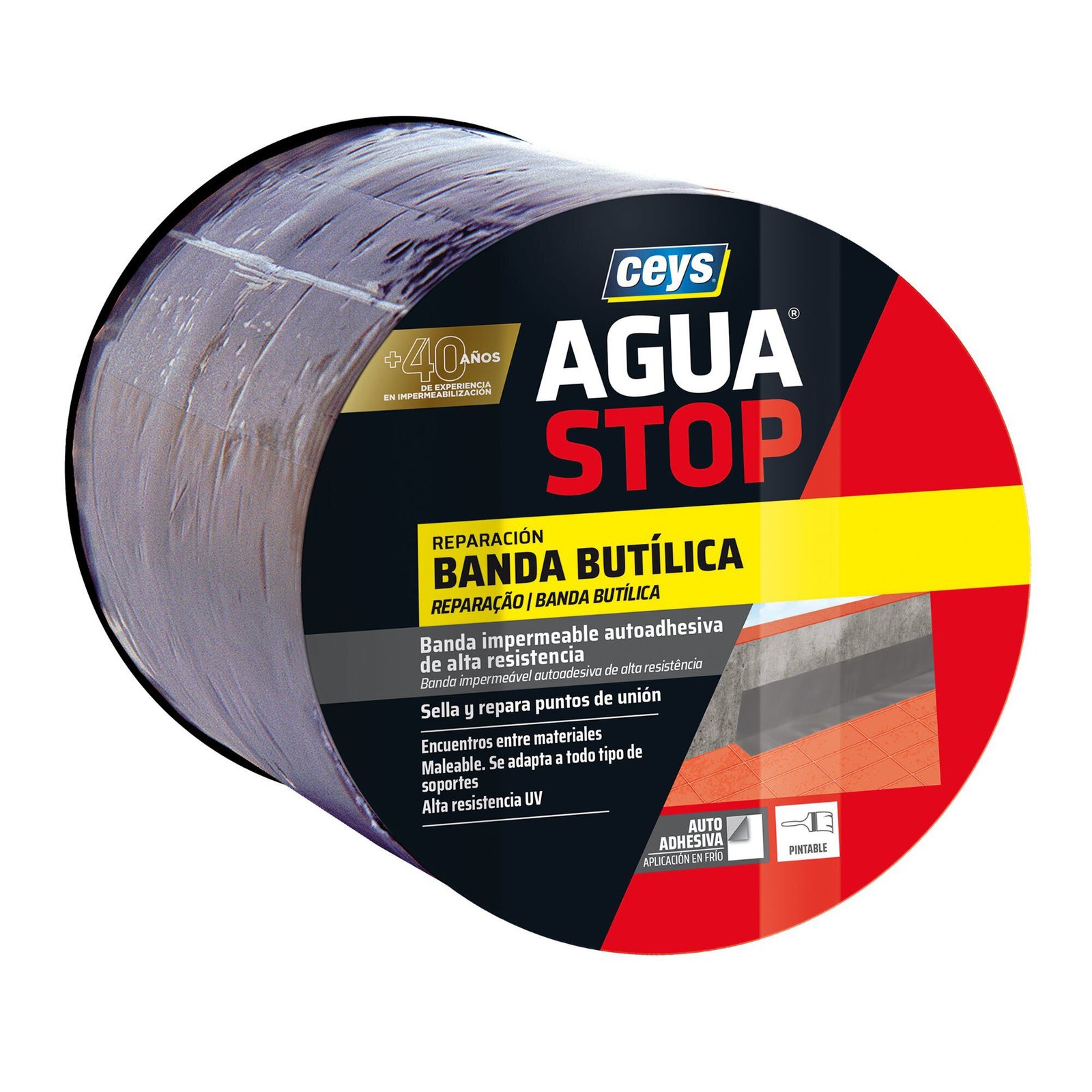 Ud. Ceys Aguastop banda imp. Butilo gris 10cmx10m