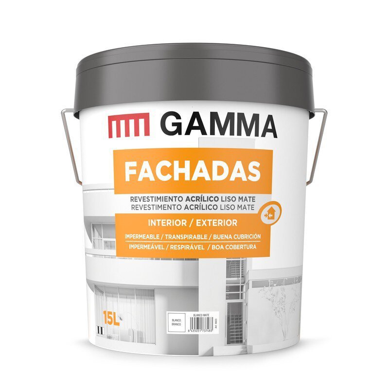 Bote Gamma pintura acrilicos blanco fachadas liso 15l.