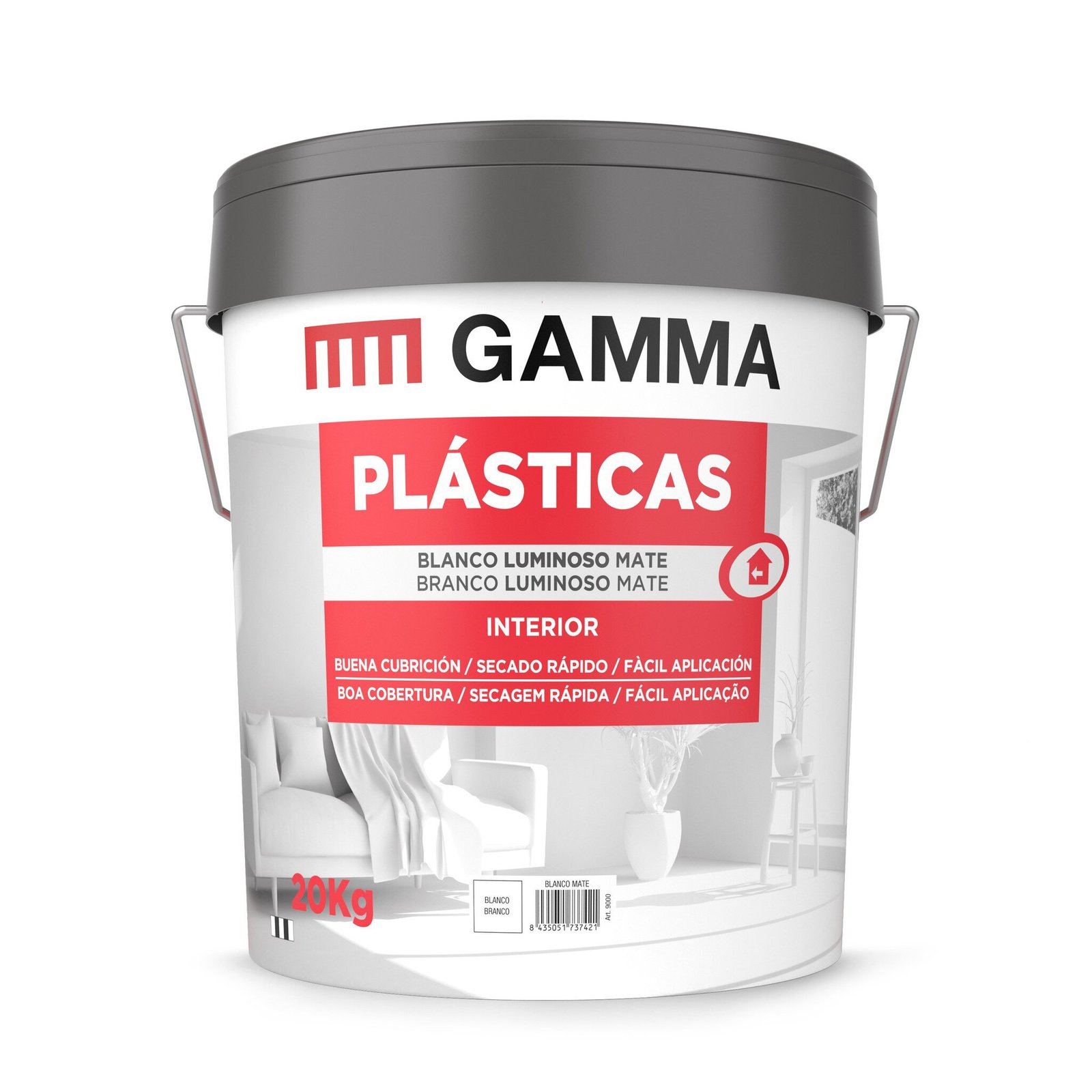 Bote Gamma pintura plastica blanco luminoso mate 20kg